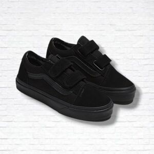 Vans Little Kids Old Skool V Black Velcro Strap Shoes Size 11 T